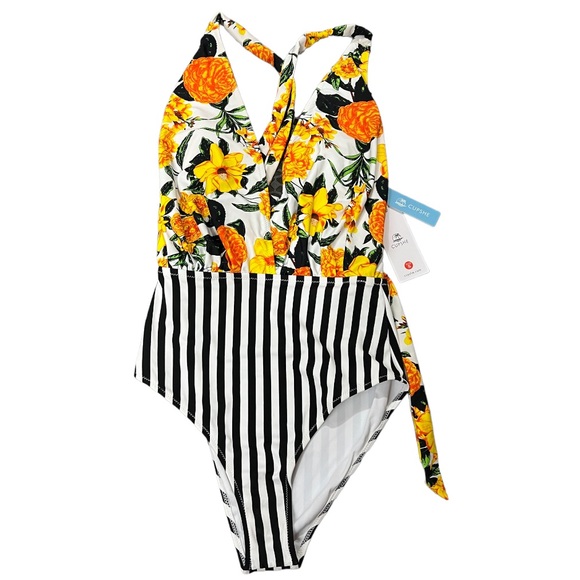 Floral & Stripe One-Piece Sz Small - Picture 4 of 7